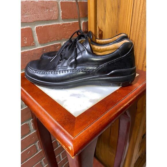 Men's ECCO Fusion Lace Comfort Leather Shoes Black  Size 10M - Picture 1 of 9